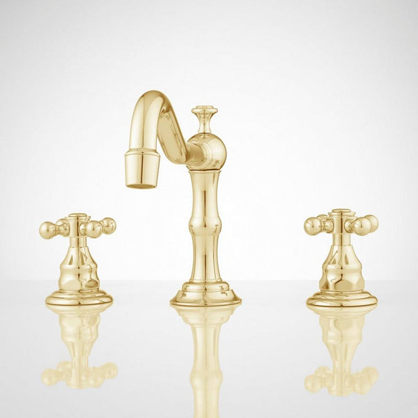 NEW Signature Hardware Barbour Widespread Bathroom Faucet - Overflow - Polished Brass
