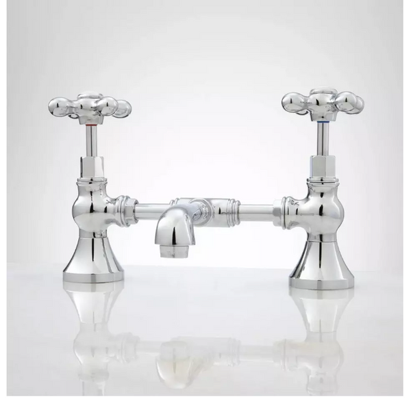 AS IS Signature Hardware SH449719CP Monroe Bridge Bathroom Faucet -Cross Handles